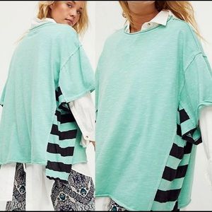 Free People Genius Tee, OVERSIZED, T-Shirt, Size XSMALL, Bright Green,BRAND NEW!